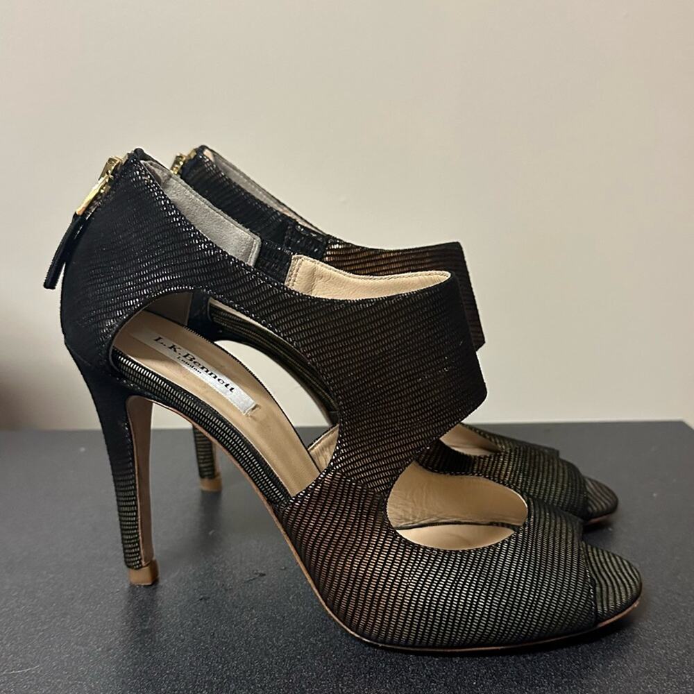 LK Bennett Metallic Black and Gold Heels - Picture 4 of 12